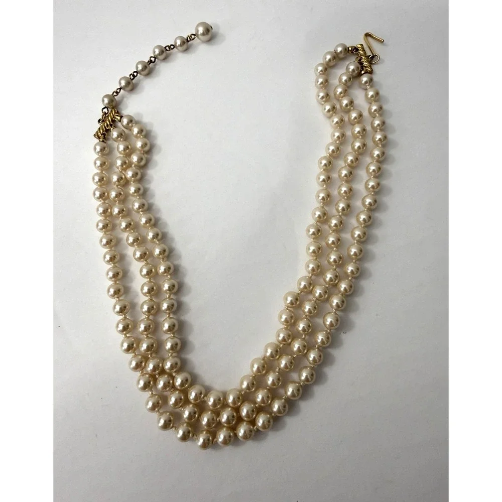 Vintage 4pc Costume Jewelry Lot Pearl Necklaces & Earrings